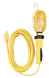 Coleman Cable 5857 16/3 SJEOW Trouble Light with Metal Guard and Outlet, 25-Foot