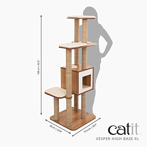 VESPER High Base Extra Large Cat Tree, Cat Furniture, 52060, Walnut