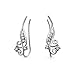 CZ Swirl Wire Ear Pin Climbers Crawlers Earrings For Women For Teen Round Cubic Zirconia .925 Sterling Silver