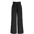 LILLUSORY Wide Leg Dress Pants Women's Paperbag High Waisted Business Casual Trousers with Removable Belt
