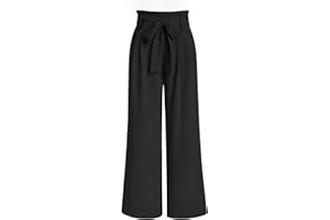 LILLUSORY Wide Leg Dress Pants Women's Paperbag High Waisted Business Casual Trousers with Removable Belt
