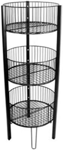 3 Tier Black Round Bin Display Retail Store Fixture 17"D x 46 1/4"H x 7"D NEW