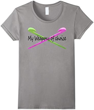 Womens Funny Crochet T-Shirt My Weapons of Choice Tee Large Slate