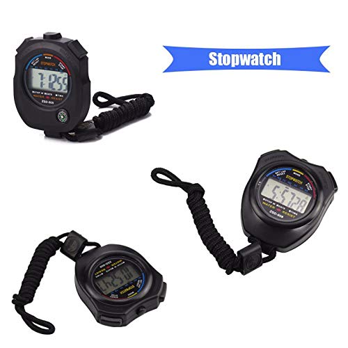 Muranba 2019! Waterproof Digital LCD Stopwatch Chronograph Timer Counter Sports Alarm Silver