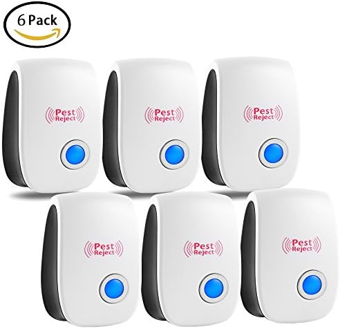 Ultrasonic Pest Repeller-Electronic Pest Control Plug In repellent indoor for Insects-Home Pest Repellent-Mosquitoes, Mice, Spiders, Ants, Rats, Roaches, Bugs, Non-toxic 100% Safe for Human &amp; Pets (6)