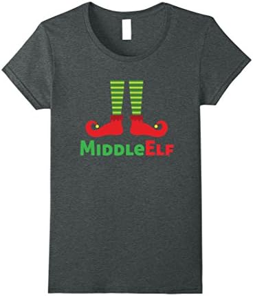 Womens Middle Elf Family Portrait Christmas Picture Greeting Cards Medium Dark Heather
