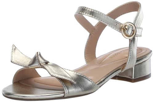 Easy Spirit Women’s Ginova Heeled Sandal, Gold Leather, 9.5