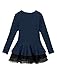 Allegra K Women Slim Fit Organza Panel Layered Hem Ribbed Peplum Blouse XL Blue