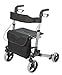 HealthSmart Walker Rollator with Seat and Backrest, Adjustable Handle Height, FSA HSA Eligible, Removable Storage Bag and a Durable Lightweight Frame That Folds While Supporting up to 300 pounds