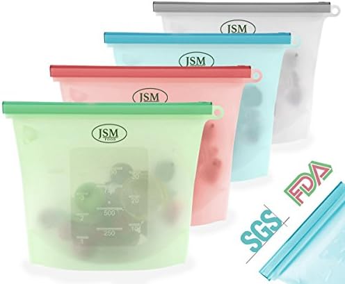 Jsm Food Reusable food storage bags | Silicone preservation containers - 4 pack
