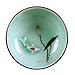 DELIFUR Porcelain Chinese Long-quan Celadon Teacup,kungfu Teacup, Fishes and Lotus Pattern,set of 5
