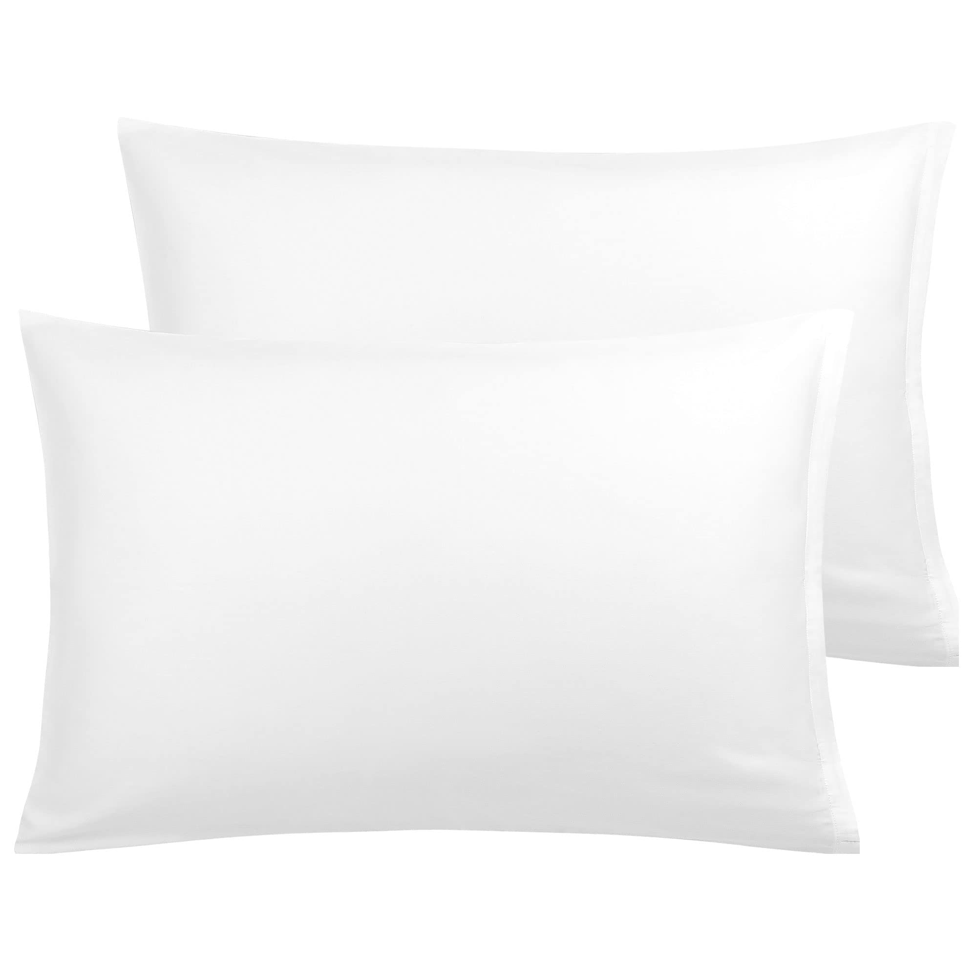PiccoCasa 100% Cotton Pillowcases Set of 2, Soft Breathable Pillow Covers with Zipper Closure Bedroom Modern Hotel Pillow Case White 50 x 90cm