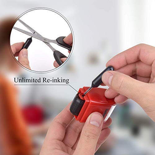 Identity Protection Roller Stamp LioNergy Wide Roller Identity Theft Prevention Security Stamp (Red Roller Stamp with 3 Refills)