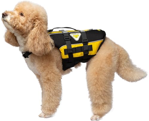 Cressi DLJ Dog Life Jacket Dog Life Jackets, Black/Yellow, XS