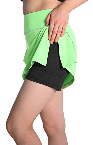 Annjoli Womens Golf Skirt Tennis Workout Fitness Skort (L, Lawn Green)