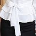 DPO Women's Chiffon Pleated Slim Fit Long Sleeve Round Neck Blouse,White Tag Size: 4Xl, US Size: 16