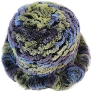 Zegeon Women's Rex Rabbit Fur Bucket Hat Casual Winter Knitted Hat