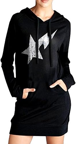 Xero Women Bathing Ape, Bape, I Got Me Some Bathing Ape Distressed Look Sweatshirt Dress Pockets Pullover Kangaroo Hoodie S Black