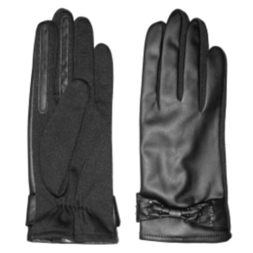 Fownes Women Black Leather Look Driving Gloves with Metallic Stud Detailing S/M