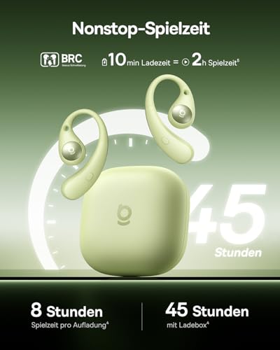 Eli Sport2 Open Ear Kopfhörer, Open Ear Headphones Sport mit S-Komfortkurve, 45H Playtime, SuperBass 2.0, IPX7, Bluetooth 6.0, 4-Mic KI-klare Anrufe, Sportkopfhörer für Fitness Laufen
