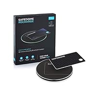 Safedome Recharge Carbon Fiber Bluetooth Tracking Card with Wireless Charging Pad, Water-Resistant and Rechargeable Slim Bluetooth Finder for Lost Phone, Bag, Wallet, and Purse, Free App (1 Pack)