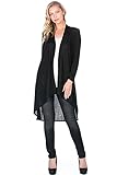 Modern Kiwi Solid Essential Long Cascading Cardigan Black Extra Large