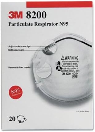 ERB Safety 13513 N95 Particle Respirator 8200 Mask, One Size, Paper, White (Pack of 20)