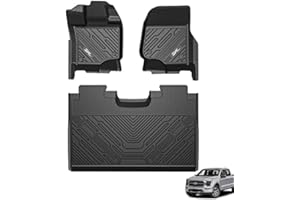 3W Floor Mats for Ford F-150 2015-2025 & F150 Lightning 2022-2025 SuperCrew (w/o Fold Flat Storage), TPE All Weather Custom Fit, Front & Rear 3PCS | Heavy Duty, Easy Clean - Black
