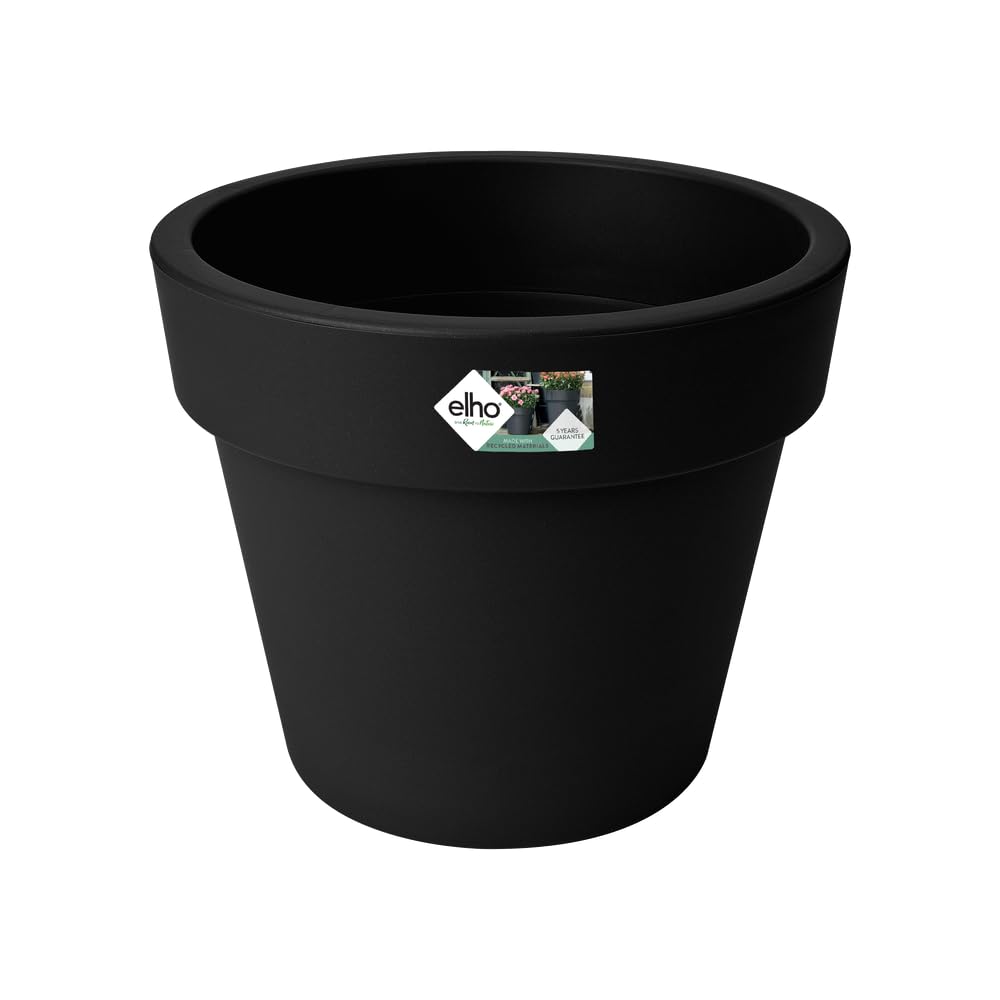 elho Green Basics Top Planter 47 - Flower Pot for Outdoor - Ø 47.0 x H 40.0 cm - Black/Living Black