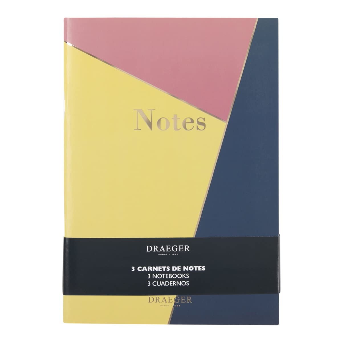 Draeger Paris A5 Ruled Notebook - Blue, Pink, Yellow (Pack of 3)