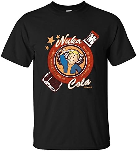 Jiuhe Men's Cartoon Fallout Drink Nuka Cola Short Sleeve Cotton T Shirt black XL