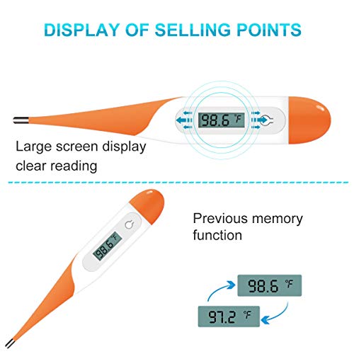 Oral Thermometer for Fever Test with Flexible Tip, Body Temperature