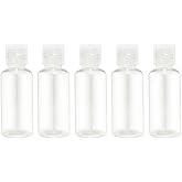 QIRUIRED 5 Pieces 1oz Flip Cap Bottles Plastic Empty Transparent Containers Bottle Refillable Squeeze for Travel Shampoo Cosmetic Lotion Toiletries (30ML)