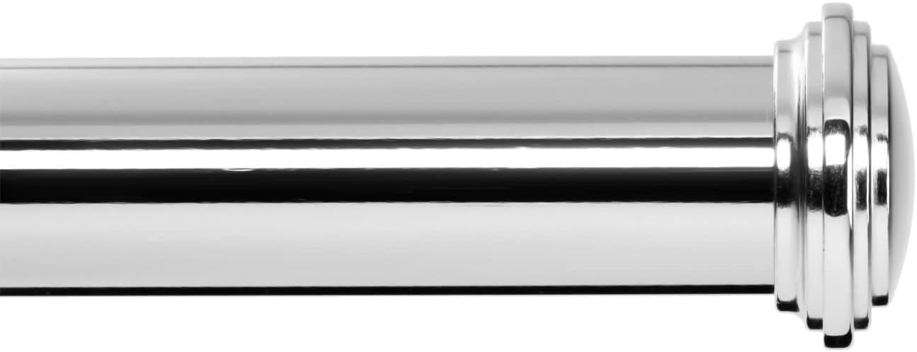 Window Treatment Hardware - Ivilon Window Curtain Rod Decorative End Cap Design, 1 Inch Rod, 28 to 48 Inch. Chrome