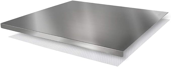 Planche à Découper En Acier Inoxydable CECILUÌ 60x50cm - Bord 2cm Épaisseur 1mm - Avec Tapis Antidérapant Et Sac Coton
