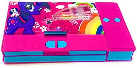 Glorygifts My Little Pony Theme Large Size Dual Side Magentic Pencil Box With Multiple Utility For Kids