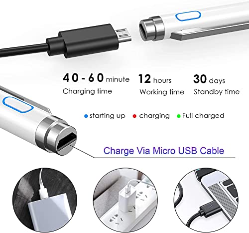 Stylus Pens for Touch Screens Active Stylus Pen for ​iPad Pencil 2 in 1 Fine Point Digital Pen Compatible with iPhone/Android Phone/iPad/iPad Air/iPad Pro/Tablets/etc