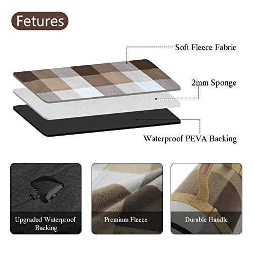 ZORMY Extra Large Picnic Blanket 3 Layers for Waterproof Beach Handy Mat Brown and White Checkered Camping Mat Great for Outdoor Picnic, Beach, Camping, Camping on Grass and Portable