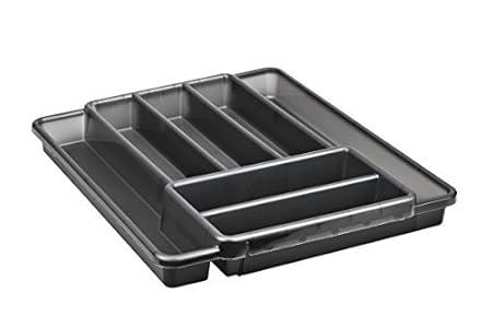 Rotho Domino Besteckkasten mit 7 Fächern, Kunststoff (BPA-frei), anthrazit, (39,7 x 34,1 x 5,1 cm)