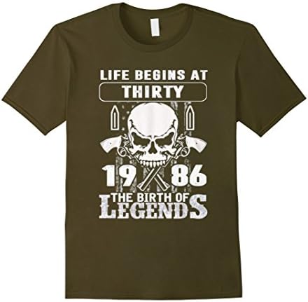 Men's 30th Birthday Gift Made 1986 - Life Begins At Thirty 1986 XL Olive