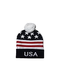 USA Country Flag Toque Hat With Pom Pom