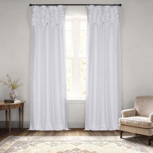 HPD Half Price Drapes Ruched Faux Dupioni Silk Curtains for Living Room 50 X 108 (1 Panel), PDCH-KBS1-108-RU, Ice