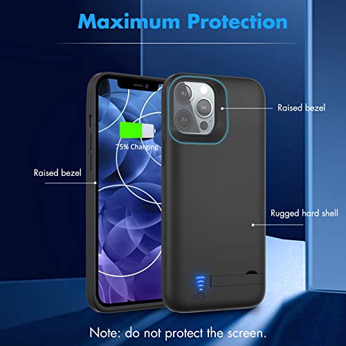 [Upgraded] Battery Case for iPhone 12 Pro Max, 6800mAh Charging Case with Kickstand, Wired