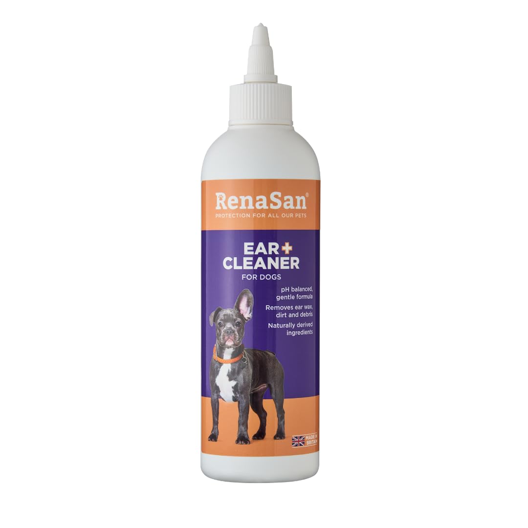 RenaSan Dog Ear Cleaner – Drops to stop head shaking, remove wax & debris, soothe, stop itching and remove odours. Naturally derived & Non-toxic (250ml) (PACKAGING MAY VARY)