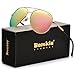 Bemkia Sunglasses Men Women Aviator,Polarized 60mm Len Shades Metal Frame UV400,Pink