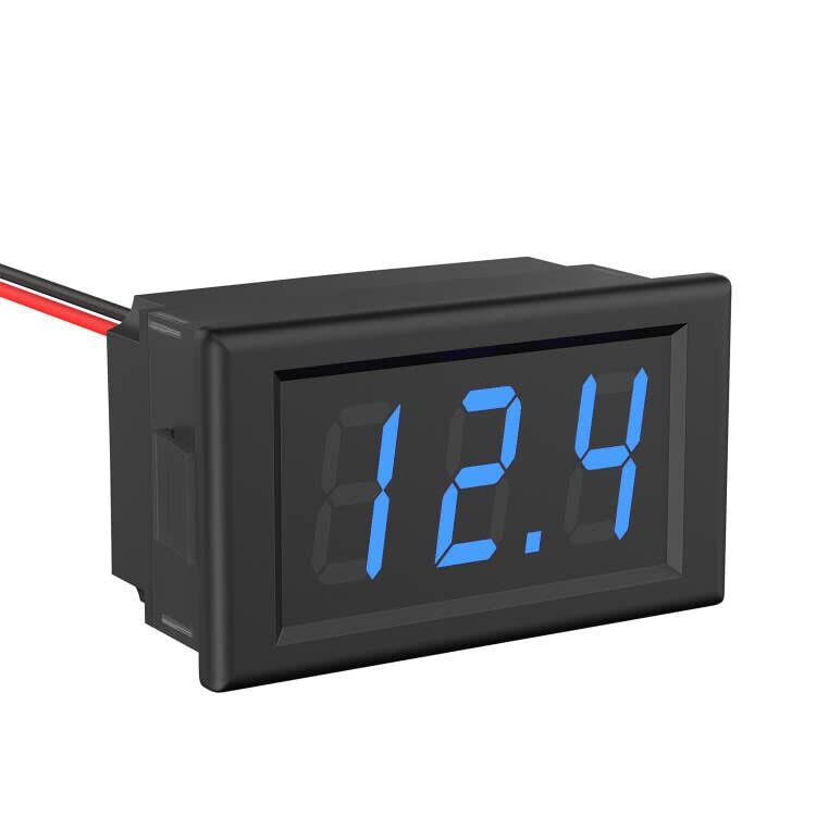 Voltage Meter DC 5V~120V Digital Mini Voltmeter Gauge Tester 0.56" 2 Wire Volt Voltage Meter LED Display for Vehicle Truck Motorcycle Boat (Blue waterproof)