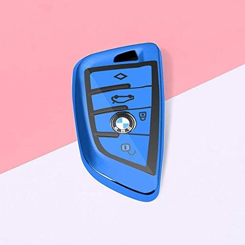 Songsongjia For BMW Key Fob Cover, Premium Soft TPU 360 Degree Full Protection Key Shell Key Case Cover Compatible With 530li X5 X6 X1 Class Keyless Smart Key Fob Full Protection Key