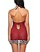 Avidlove Women V-Neck Lingerie Lace Babydoll Mesh Chemise Nightwear Outfits Dark Red XXL
