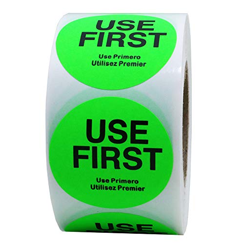 Hybsk Fluorescence"USE First" Trilingual Removable Label 1.5 Inch Total 500 Labels Per Roll (Fluorescence Green) - Thumbnail 4