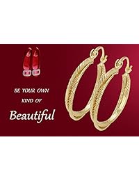 Juvel Jewelry aretes argolla de estilo noble enchapados en oro 14k, de 3 aros, para fiestas